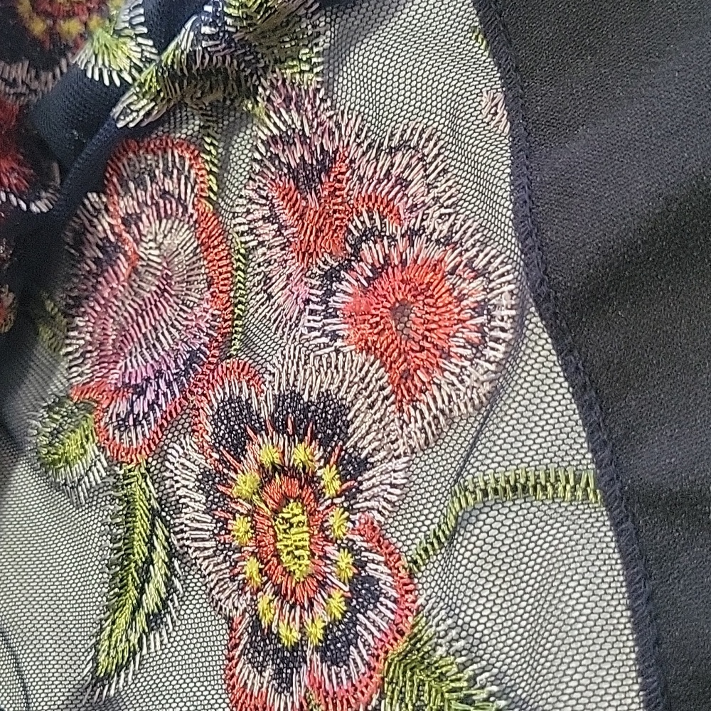 Floral Embroidered Navy and Pink Boho Sleeveless Dress XL - Picture 16 of 16